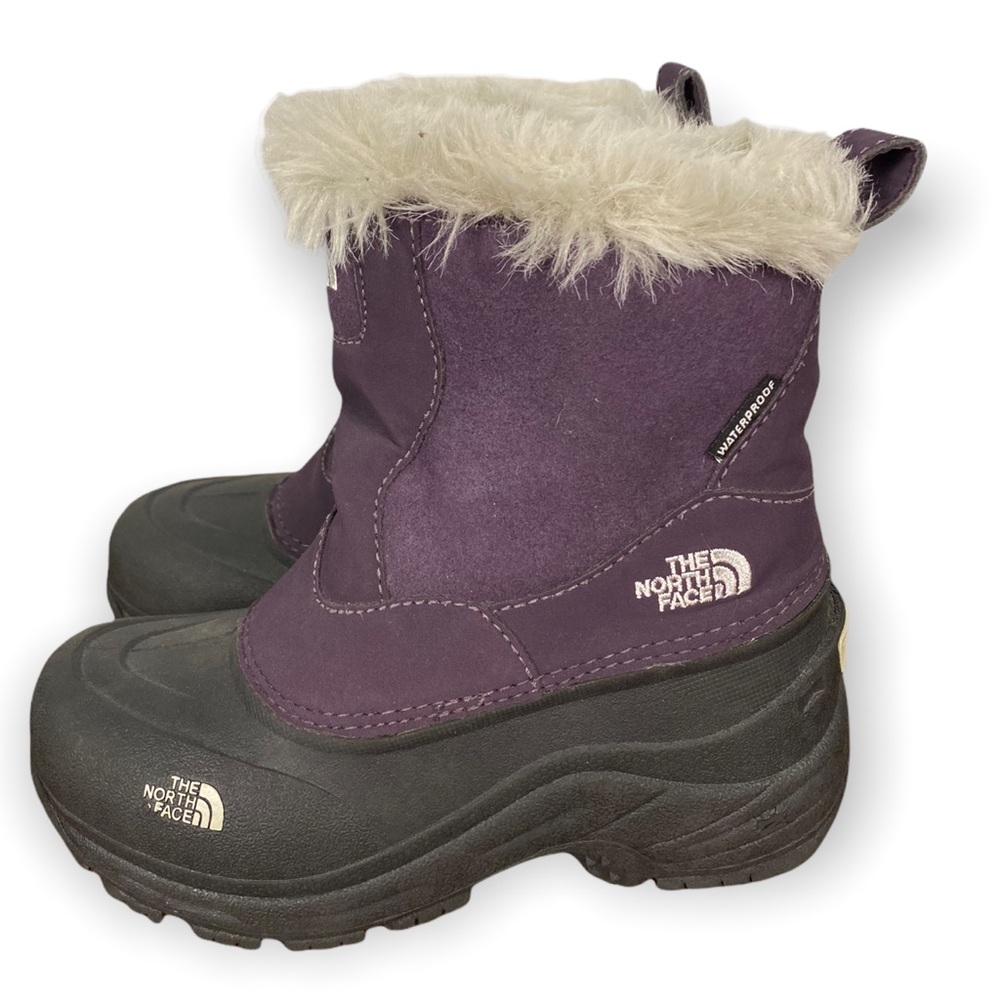 North Face Insulated Waterproof Winter Snow Boots Zip Suede Faux Fur Girl's 1